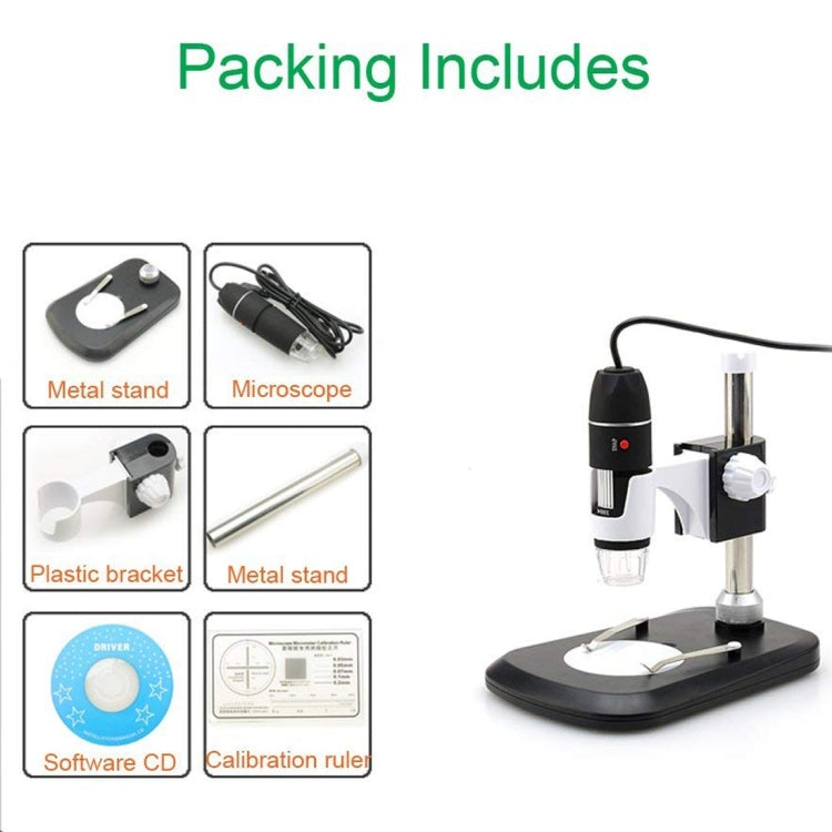DMS-MDS800 40X-1600X Magnifier 2.0MP Image Sensor USB Digital Microscope with 8 LEDs & Professional Stand