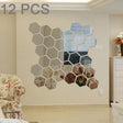 12 PCS 3D Hexagonal Mirror Wall Stickers Set, Size: 10*10cm(Silver) - free shipping - PMC TechLife - Order now!