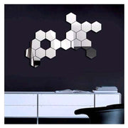 12 PCS 3D Hexagonal Mirror Wall Stickers Set, Size: 10*10cm(Silver)