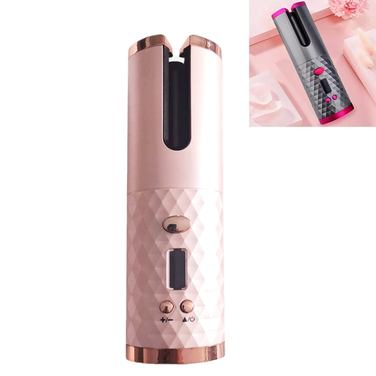 USB Charging Automatic Hair Curler Portable Mini Wireless Multi-function Curling Iron with LCD Display (Pink)