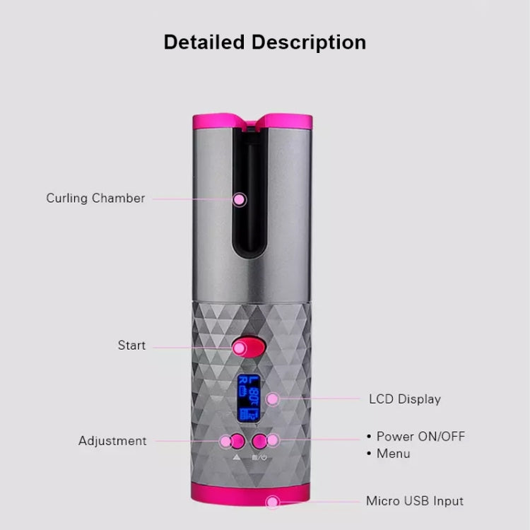 USB Charging Automatic Hair Curler Portable Mini Wireless Multi-function Curling Iron with LCD Display (White)