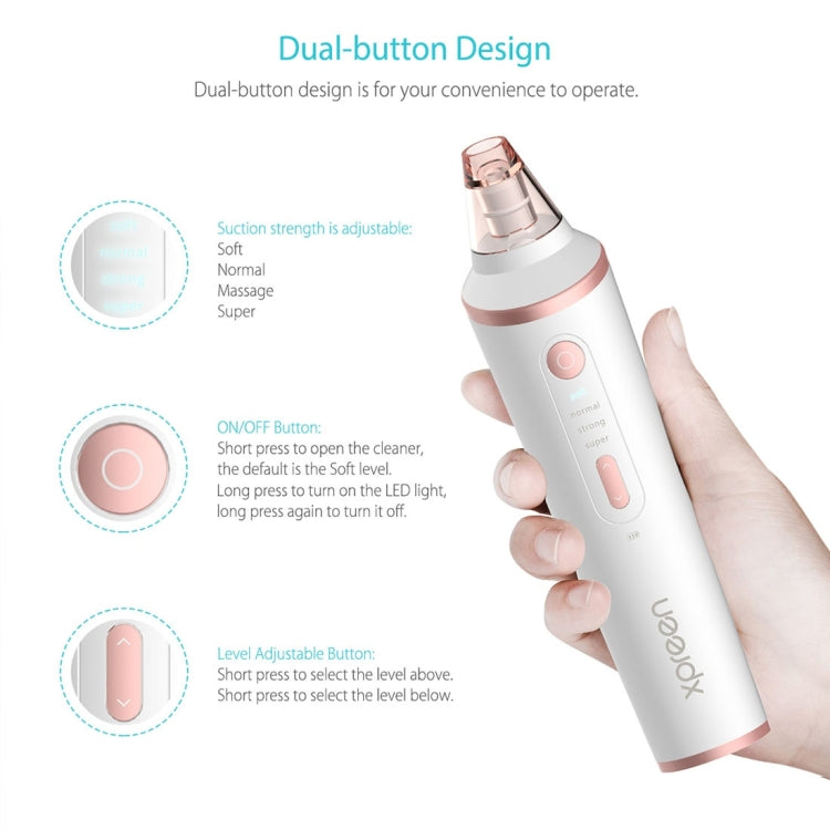 XPREEN XPRE037 Wireless Charging  Multi-function Blackhead Extractor Pore Cleanser with Four Probes & LED Lighting Function(White)