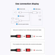 3 in 1 Micro USB + USB-C / Type-C + 8 Pin to HDMI HDTV Cable(Red)
