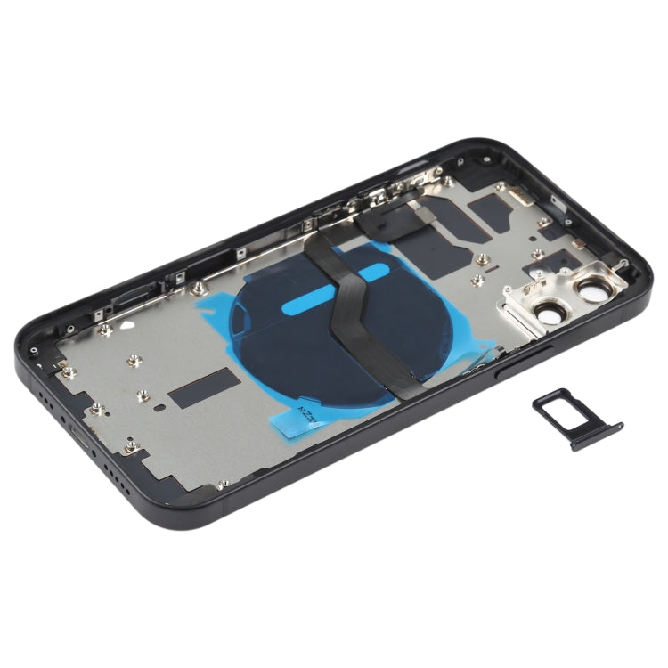 Battery Back Cover (with Side Keys & Card Tray & Power + Volume Flex Cable & Wireless Charging Module) for iPhone 12(Black)