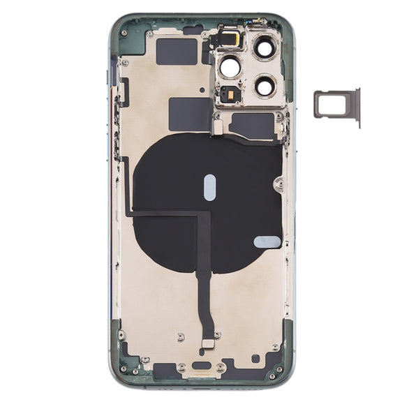 Battery Back Cover (with Side Keys & Card Tray & Power + Volume Flex Cable & Wireless Charging Module) for iPhone 11 Pro Max(Green)