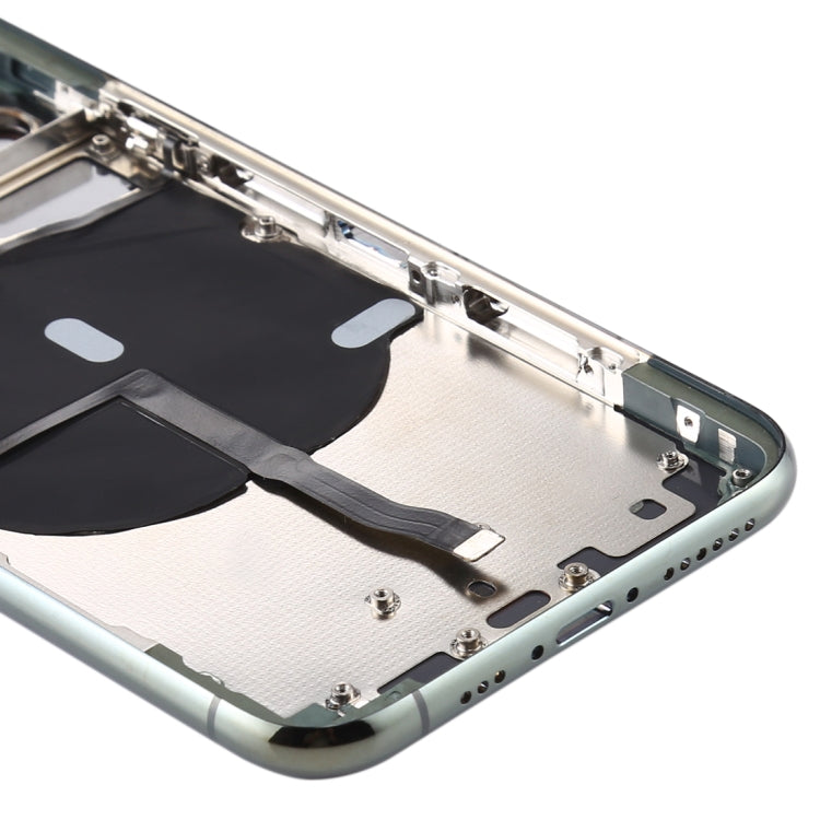 Battery Back Cover (with Side Keys & Card Tray & Power + Volume Flex Cable & Wireless Charging Module) for iPhone 11 Pro Max(Green)