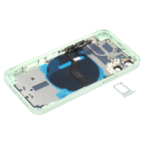Battery Back Cover (with Side Keys & Card Tray & Power + Volume Flex Cable & Wireless Charging Module) for iPhone 12 Mini(Green)