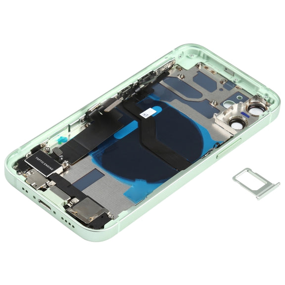 Battery Back Cover Assembly (with Side Keys & Speaker Ringer Buzzer & Motor & Camera Lens & Card Tray & Power Button + Volume Button + Charging Port & Wireless Charging Module) for iPhone 12 Mini(Green)