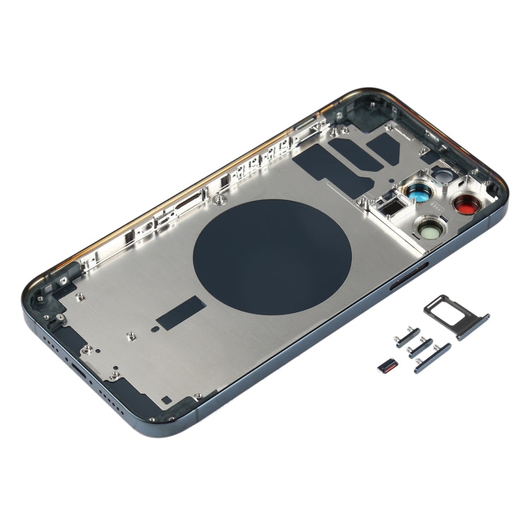 Back Housing Cover with SIM Card Tray & Side keys & Camera Lens for iPhone 12 Pro Max(Blue)