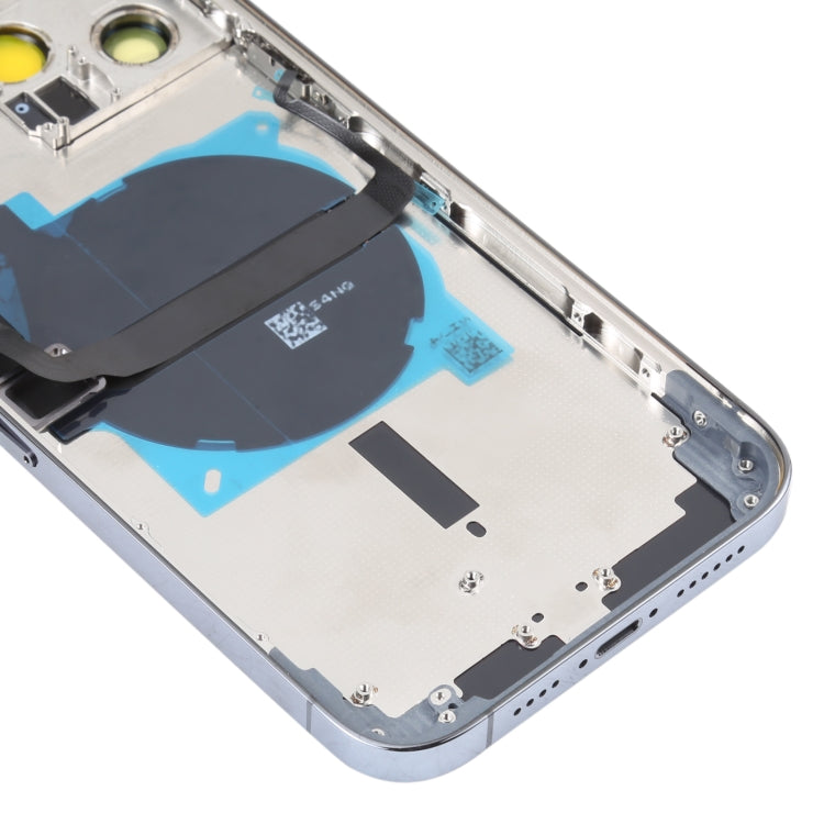 For iPhone 13 Pro Max Battery Back Cover with Side Keys & Card Tray & Power + Volume Flex Cable & Wireless Charging Module(Blue)