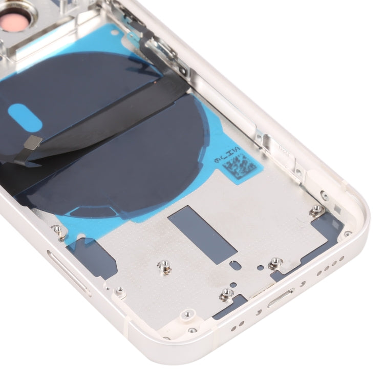 For iPhone 13 mini Battery Back Cover with Side Keys & Card Tray & Power + Volume Flex Cable & Wireless Charging Module(White)