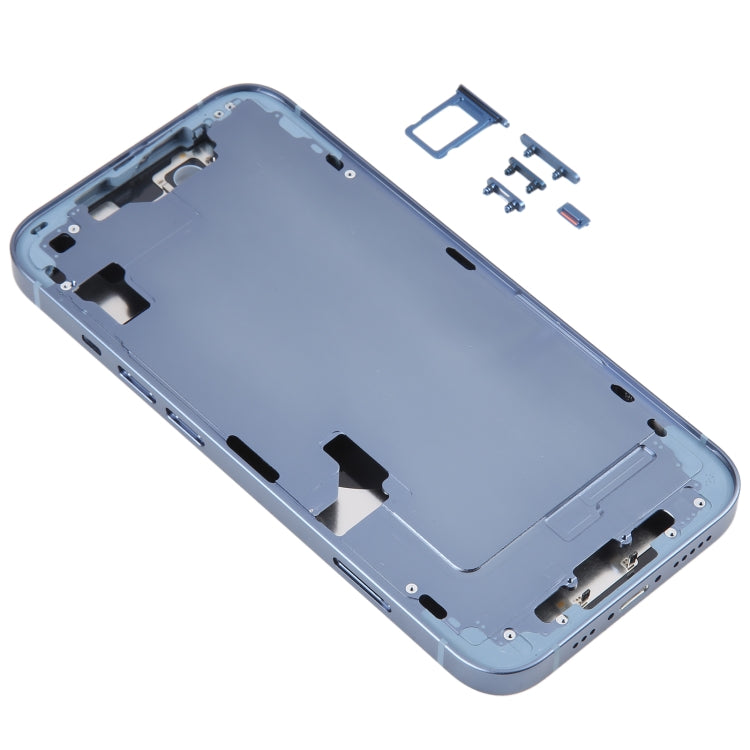For iPhone 14 Battery Back Cover with Middle Frame / Side Keys(Blue)