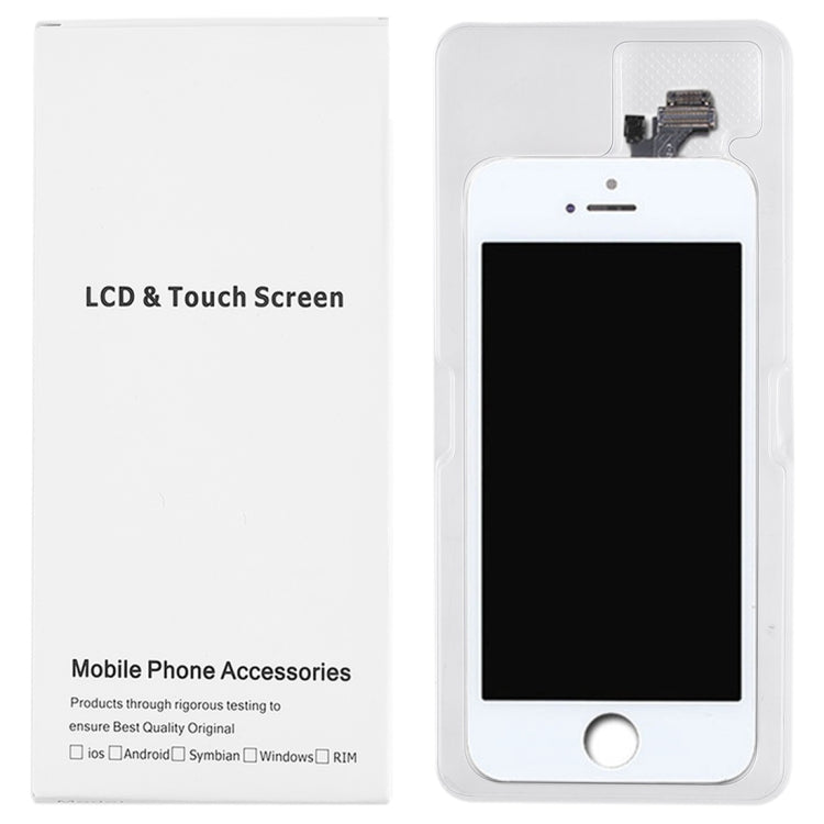 50 PCS Cardboard Packaging White Box for iPhone 5 LCD Screen and Digitizer Full Assembly