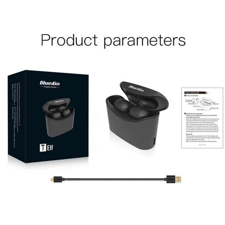 Bluedio TWS T-elf Bluetooth Version 5.0 In-Ear Bluetooth Headset with Headphone Charging Cabin(Black)