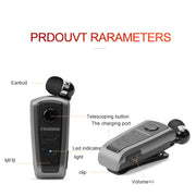 Fineblue F910 CSR4.1 Retractable Cable Caller Vibration Reminder Anti-theft Bluetooth Headset(Black)
