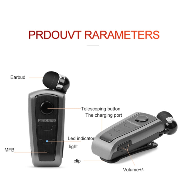 Fineblue F910 CSR4.1 Retractable Cable Caller Vibration Reminder Anti-theft Bluetooth Headset(Black)