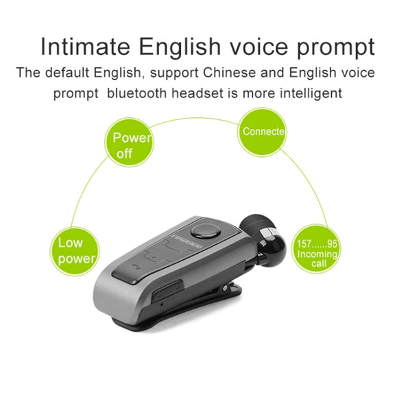 Fineblue F910 CSR4.1 Retractable Cable Caller Vibration Reminder Anti-theft Bluetooth Headset(Gold)