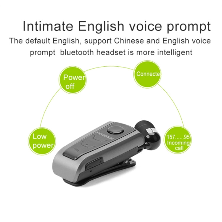 Fineblue F910 CSR4.1 Retractable Cable Caller Vibration Reminder Anti-theft Bluetooth Headset(Gold)