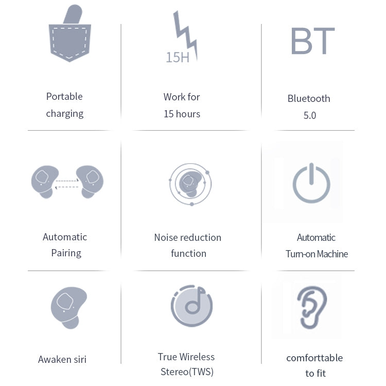 Q2 TWS Bluetooth 5.0 Binaural Stereo Wireless Sports Bluetooth Earphone(Black)