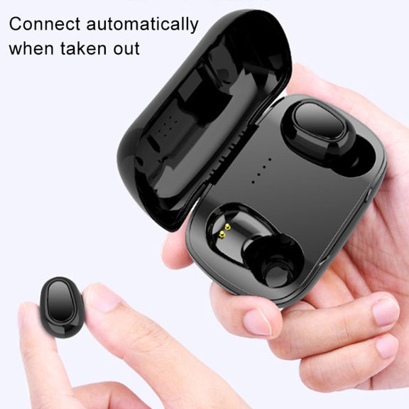 L-21 9D Sound Effects Bluetooth 5.0 Touch Wireless Bluetooth Earphone with Charging Box, Support HD Call (White)