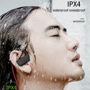 J2 Bluetooth 4.2 Binaural Hanging Type Wireless Sports Bluetooth Earphone, Built-in Memory (Red)