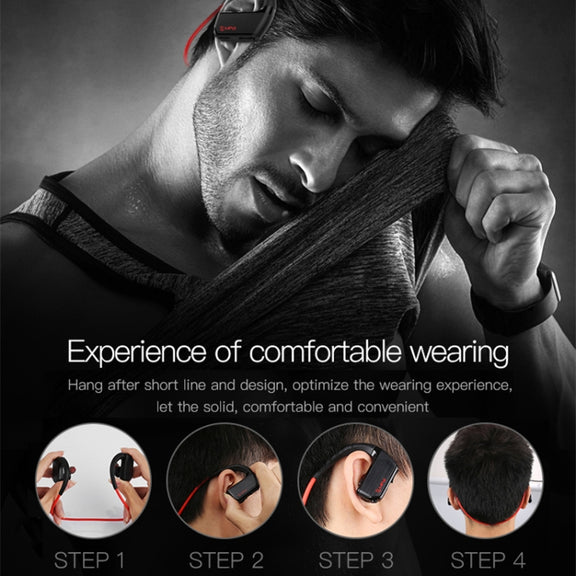 J2 Bluetooth 4.2 Binaural Hanging Type Wireless Sports Bluetooth Earphone, Built-in Memory (Red)