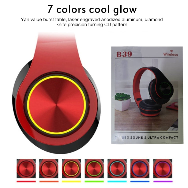 B39 Wireless Bluetooth V5.0 Headset (Black Red)