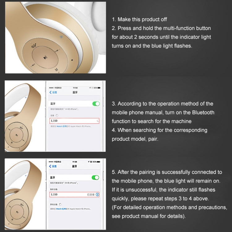 L150 Wireless Bluetooth V5.0 Headset (Grey)