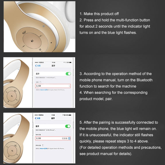 L150 Wireless Bluetooth V5.0 Headset (Silver)