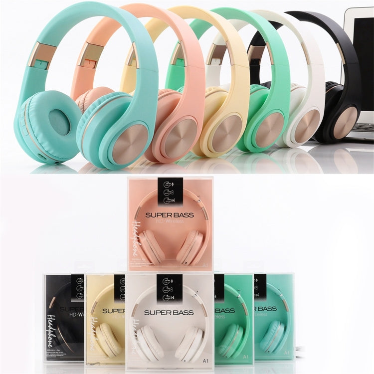 A1 Bluetooth 4.2 Candy Color Super Base Bluetooth Headphone, Support Music Play & Switching & Volume Control & Answer(Mint Green)