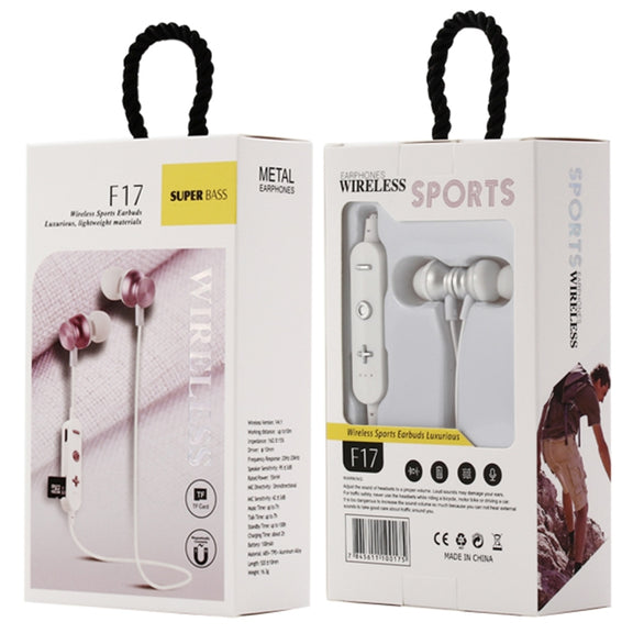 F17 Bluetooth 4.2 Hanging Neck Design Bluetooth Headset, Support Music Play & Switching & Volume Control & Answer(Silver)