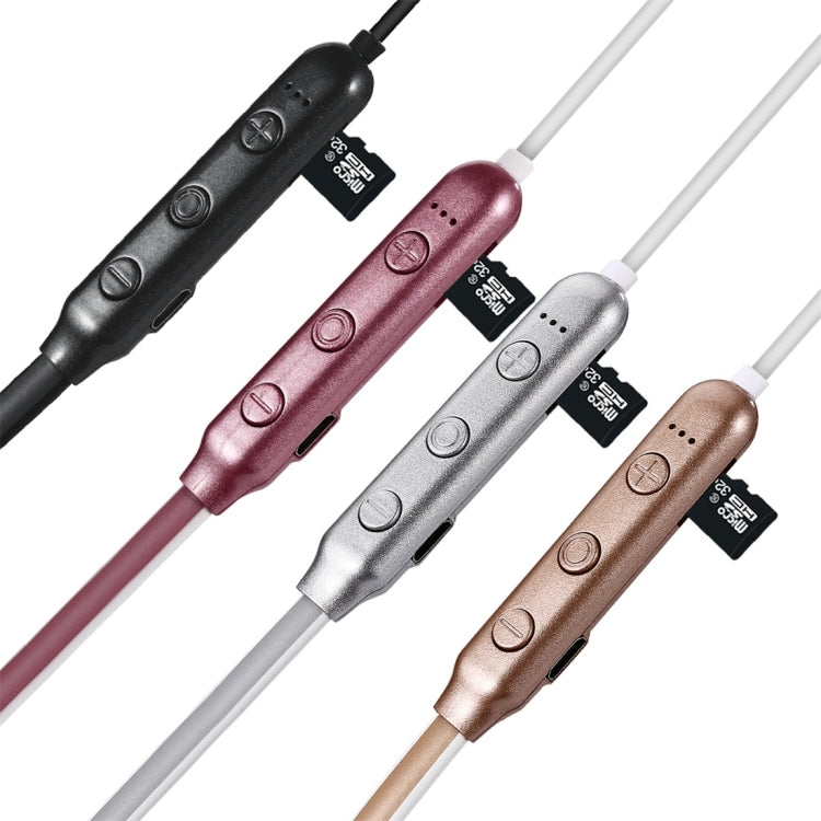 F106 Bluetooth 4.2 Hanging Neck Design Bluetooth Headset, Support Music Play & Switching & Volume Control & Answer(Silver)