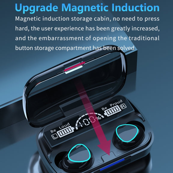 M10 Bluetooth 5.1 TWS Digital Display Wireless Bluetooth Earphone with Charging Box, Support Touch & Siri & Battery Display(Black)
