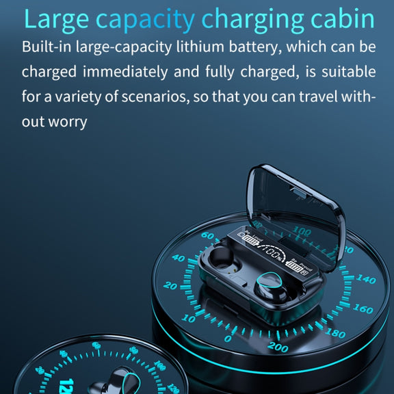 M10 Bluetooth 5.1 TWS Digital Display Wireless Bluetooth Earphone with Charging Box, Support Touch & Siri & Battery Display(Black)