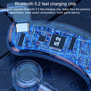 V12 Bluetooth 5.2 Business Hanging Ear Style Smart LED Digital Display Wireless Bluetooth Earphone with Charging Box (Black)