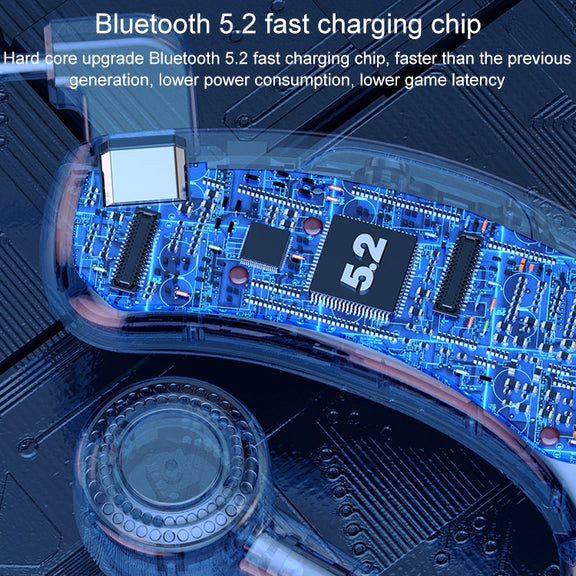 V12 Bluetooth 5.2 Business Hanging Ear Style Smart LED Digital Display Wireless Bluetooth Earphone with Charging Box (Blue)