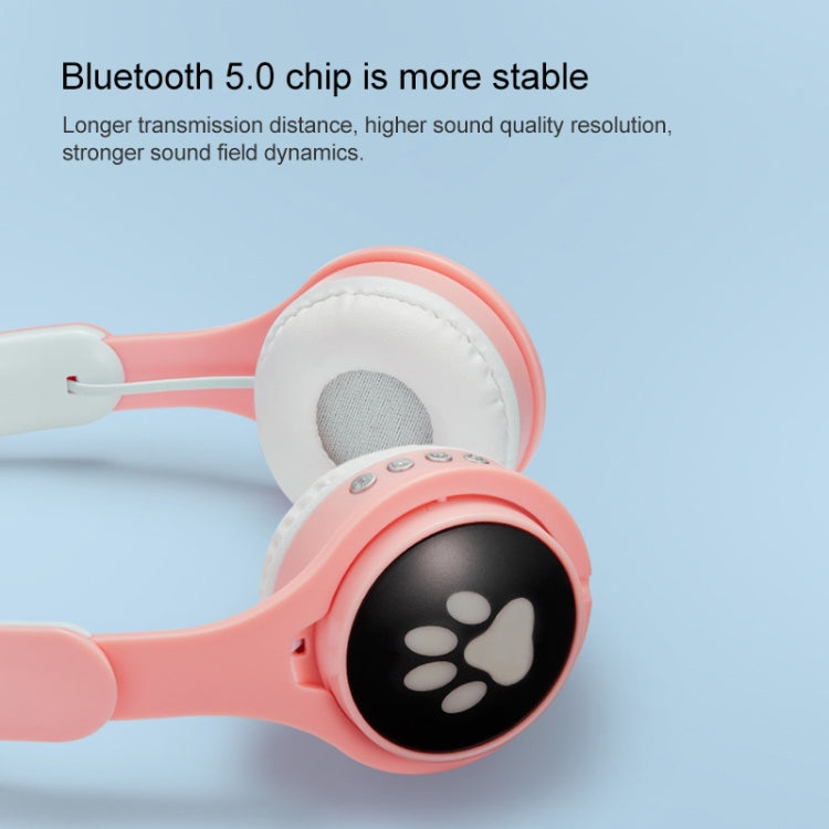 B30 Cat Paw Cat Ears Colorful Luminous Foldable Bluetooth Headset with 3.5mm Jack & TF Card Slot(Black)