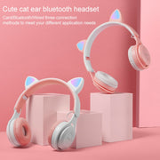 M6 Luminous Cat Ears Pure-color Foldable Bluetooth Headset with 3.5mm Jack & TF Card Slot (Black)