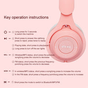 M6 Luminous Cat Ears Pure-color Foldable Bluetooth Headset with 3.5mm Jack & TF Card Slot (Pink)