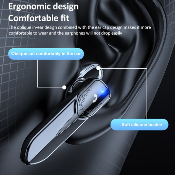 M81 CVC Noise Reduction Unilateral Business Ear-mounted Bluetooth Earphone, Support Siri & One for Two(Black)
