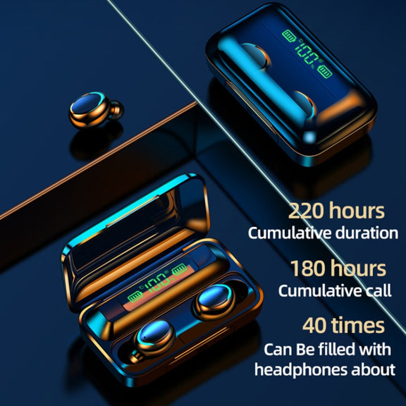 F9-5C Four-bar Breathing Light + Digital Display Noise Reduction Bluetooth Earphone(White)