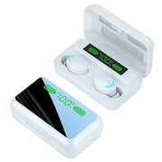 R11 Mirror LED Light + Digital Display Noise Reduction Bluetooth Earphone (White)