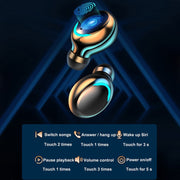 R11 Mirror LED Light + Digital Display Noise Reduction Bluetooth Earphone (Black)