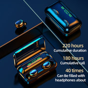 R11 Mirror LED Light + Digital Display Noise Reduction Bluetooth Earphone (Black)