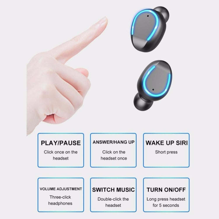 F9-5U Four-bar Breathing Light + Digital Display Noise Reduction Touch Bluetooth Earphone with Charging Box (White)