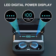 F9-5U Four-bar Breathing Light + Digital Display Noise Reduction Touch Bluetooth Earphone with Charging Box (Black)