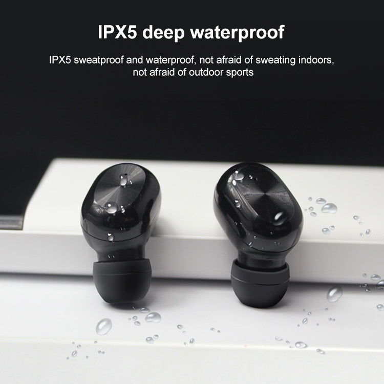 ETE-15 Water-resistant Bluetooth 5.0 Binaural Touch Control TWS Wireless Earphones (Black)