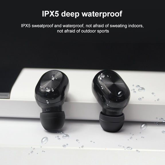 ETE-15 Water-resistant Bluetooth 5.0 Binaural Touch Control TWS Wireless Earphones (Black)