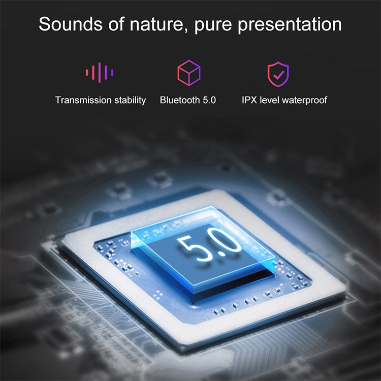 DT-5 IPX Water-resistant Bluetooth 5.0 Wireless Bluetooth Earphone with Magnetic Charging Box, Support Call & Power Bank Function(Black)
