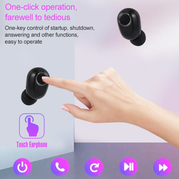 DT-13 Wireless Two Ear Bluetooth Headset Supports Touch & Smart Magnetic Charging(Black)